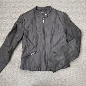 Women's Gray Leather Jacket
